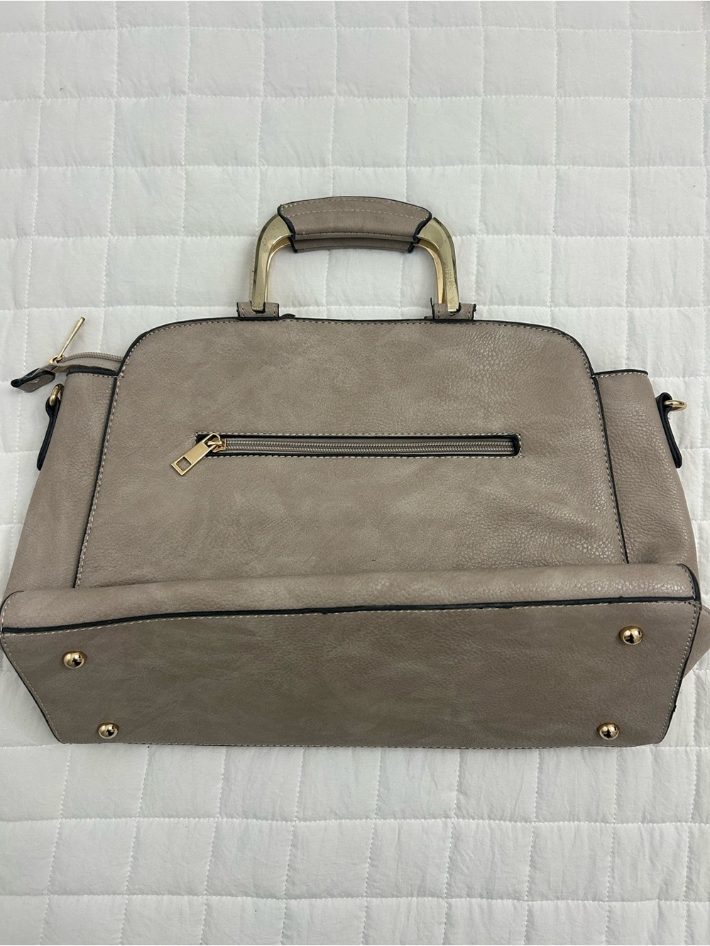 Simply Noelle Neutral Taupe Satchel with Gold Hardware
